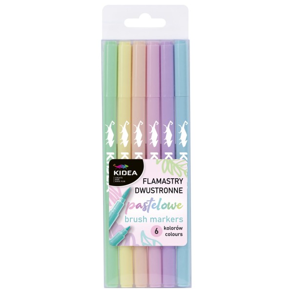 Flamastry dwustronne pastelowe B brush 6 kolorów Kidea