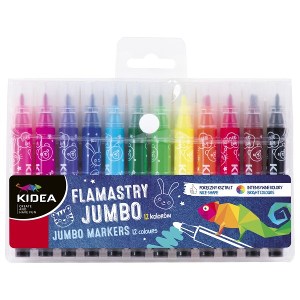 Flamastry JUMBO 12 kolorów Kidea