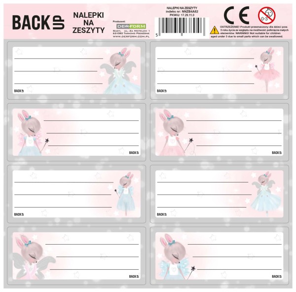 Nalepki na zeszyty BackUP 4 A 82
