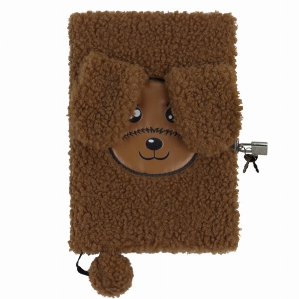 Pamiętnik pluszowy z kłódką pies