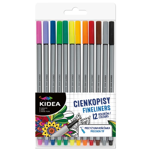 Cienkopisy 12 kolorów Kidea