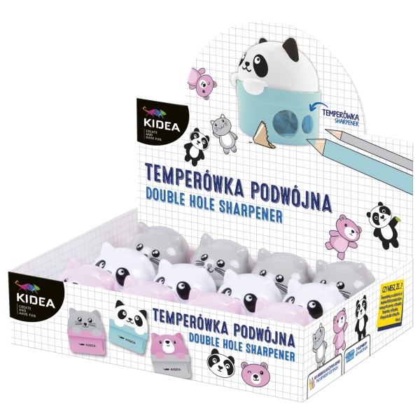 Temperówka zwierzaki podwójna Kidea D