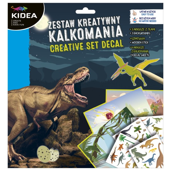 Zestaw kreatywny - kalkomania A Kidea (Dinozaury)