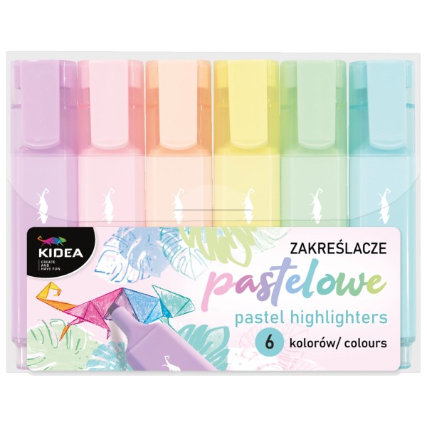 Zakreślacze pastelowe 6 kolorów Kidea