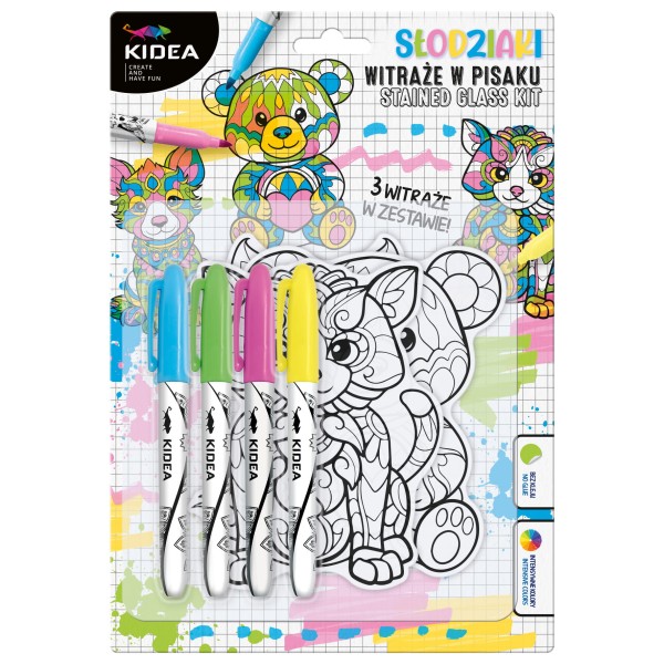 Witraże w pisaku misie Kidea