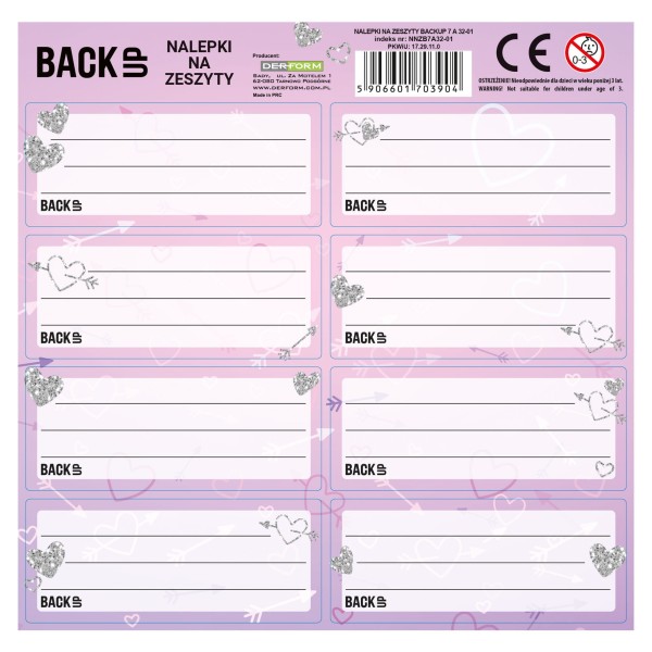 Nalepki na zeszyty BackUP 7 A 32