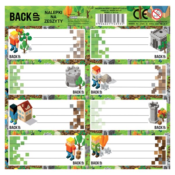 Nalepki na zeszyty BackUP 7 A 61