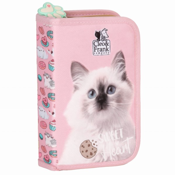 Piórnik z wyposażeniem jednokomorowy Cleo i Frank 45 (Kot)