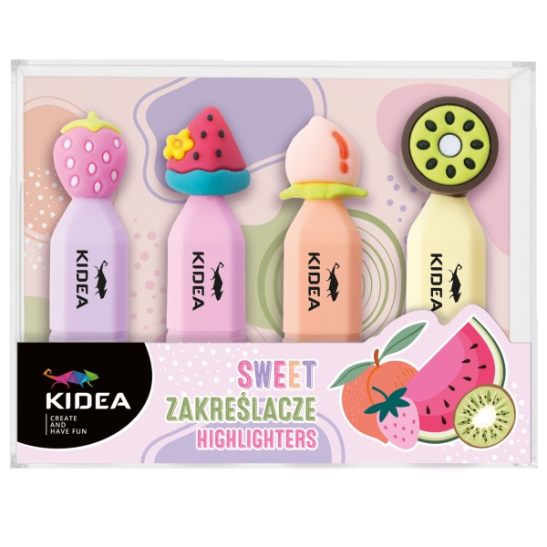 Zakreślacze owoce 4 szt. Kidea