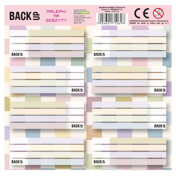 Nalepki na zeszyty BackUP 8 A 01