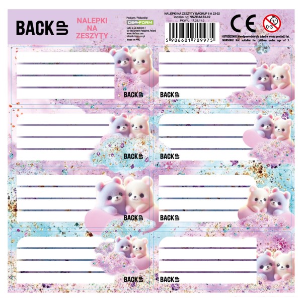 Nalepki na zeszyty BackUP 8 A 23