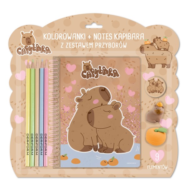Kolorowanka + notes z zestawem do rysowania Kapibara 10