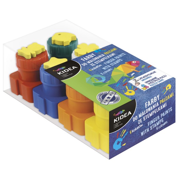 Farby do malowania palcami ze stempelkami 8 szt. Kidea