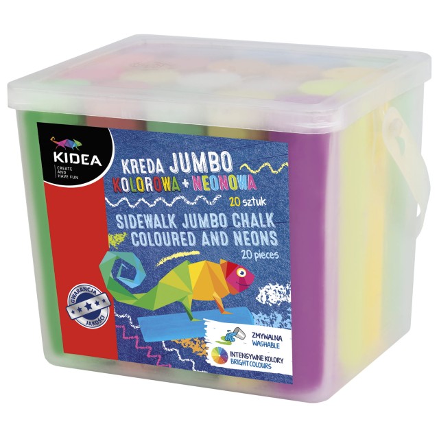 Kreda JUMBO kolorowa + neonowa 20 szt. Kidea
